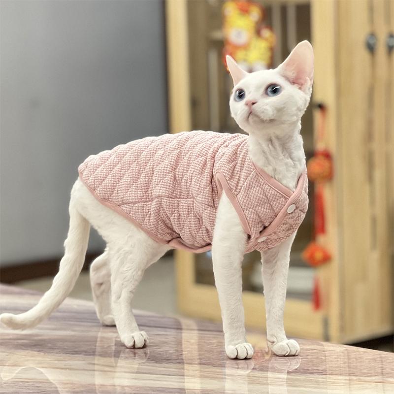 XS-2XL New Sphynx Hairless Cat Jacket Sweater Autumn Winter Thickening Warm Cat Clothes Vest Pet Costume For Kitten And Puppy