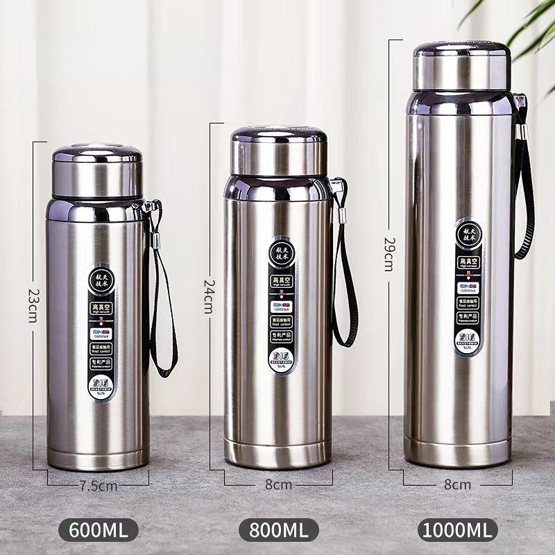 Large Capacity Thermos Cup 600ml /800ml/1000ml Vacuum Flasks Portable Stainless Steel Thermos Cup Water Bottle Travel Tea Mug Office Thermos Cup