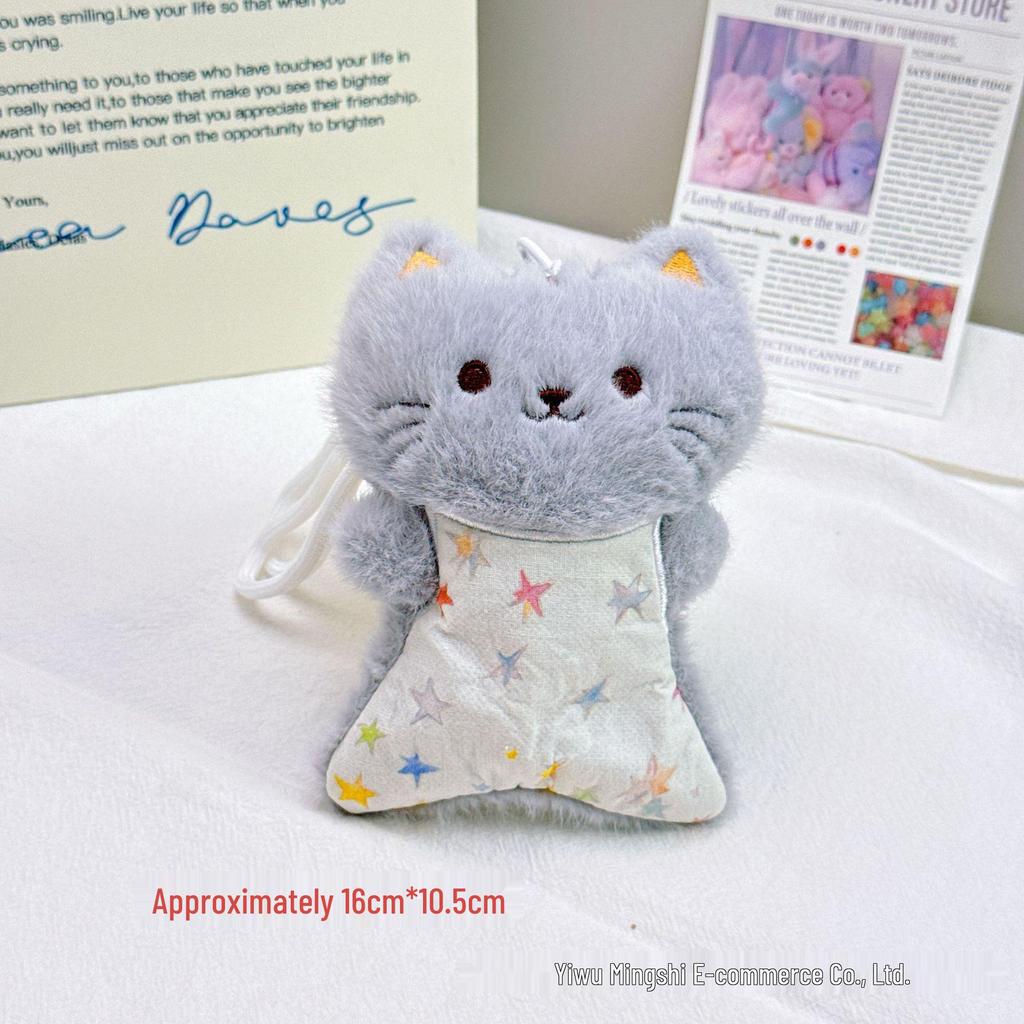 Lamb Cat Beanbag Doll Keychain: Plush Toy Pendant for Kids