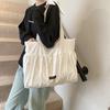 Lazy Wind Large-Capacity Cloth Bag Textured Girl Shoulder Bag White Polka Dot Canvas Tote Bag