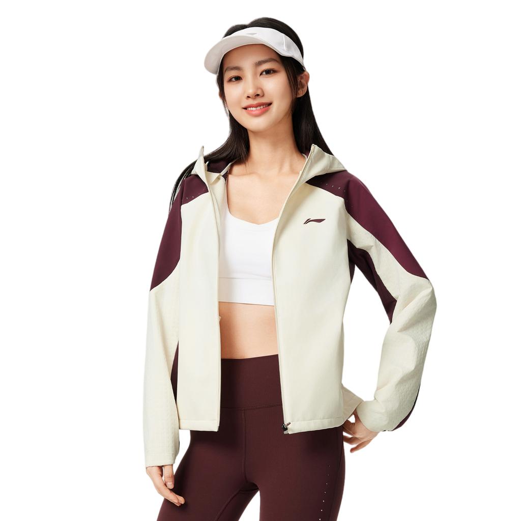 Li Ning Running Series Windproof Water-Repellent Hooded Softshell Jacket Women jackets AFDVB56-3