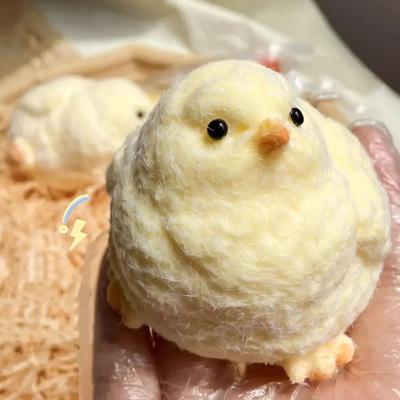 Non-Toxic Squishy Chicken Kawaii Silicone Flocked Yellow Chicken Soft Relief Squeeze Toy Stress Relief Squishy Toy Cute Fidget Toy