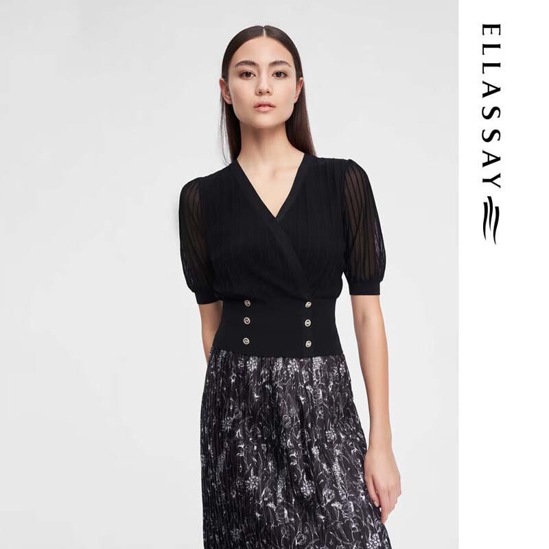 ELLASSAY Women's Waist-Slimming Short-Sleeve Knit Top