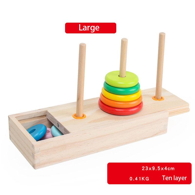 Classic Wooden Puzzle Stack Tower Of Hanoi Kid Mathematical Early Educational Toys Parent-child Interaction Toy With Storage Box