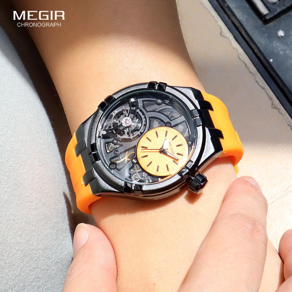 Fashion Skeleton Men's Quartz Watches Luxury Silicone Big Dial Sports Casual Wristwatch Clock Waterproof Luminous Watch