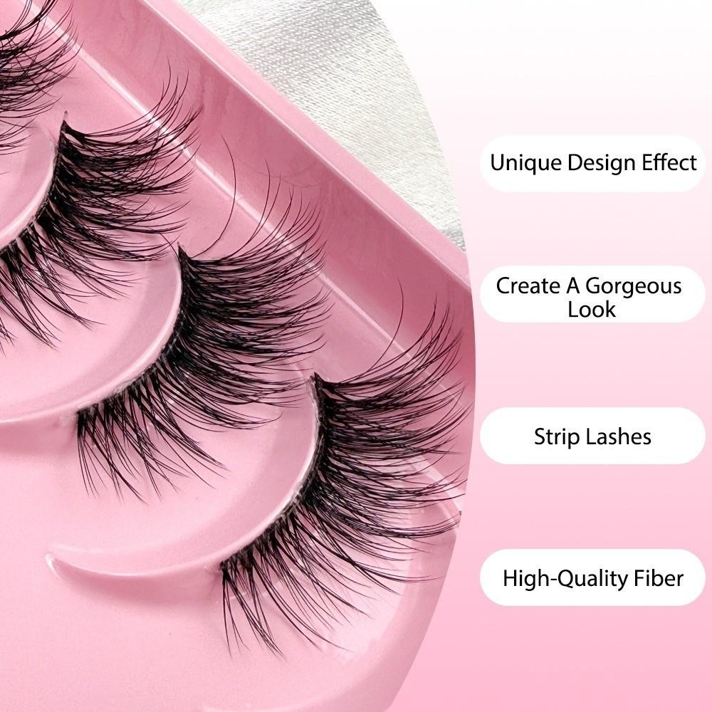 10Pairs Soft Fluffy Half Lashes HandMade Cat Eye Lashes Reusable Faux Cils  Eye Makeup Tools