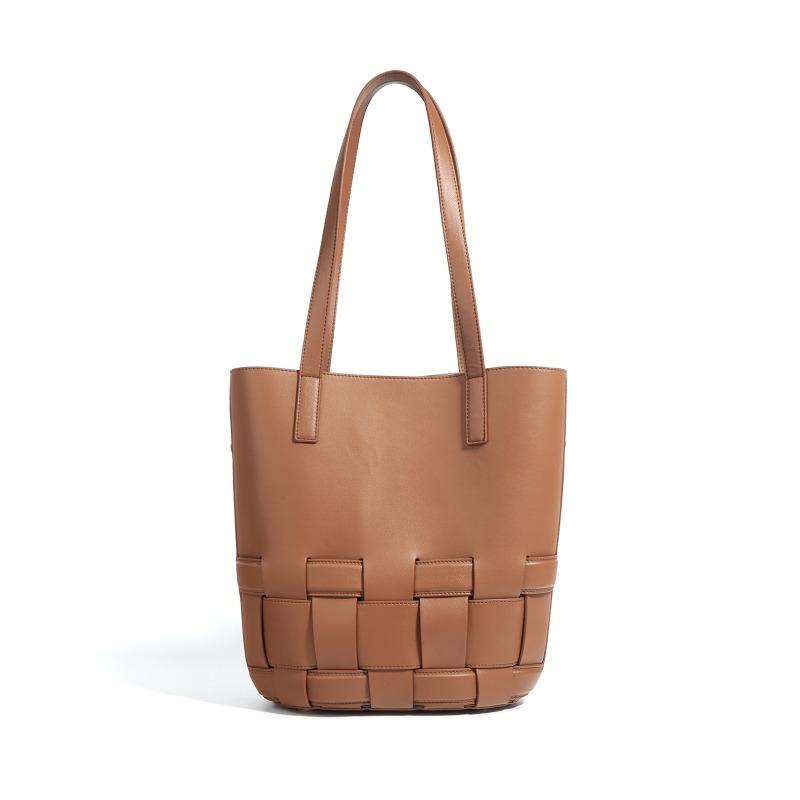 New Leather Women's Bag, Bucket Bag, Niche Woven Design, High-end Sense, Large-capacity Commuting Handbag Bag.