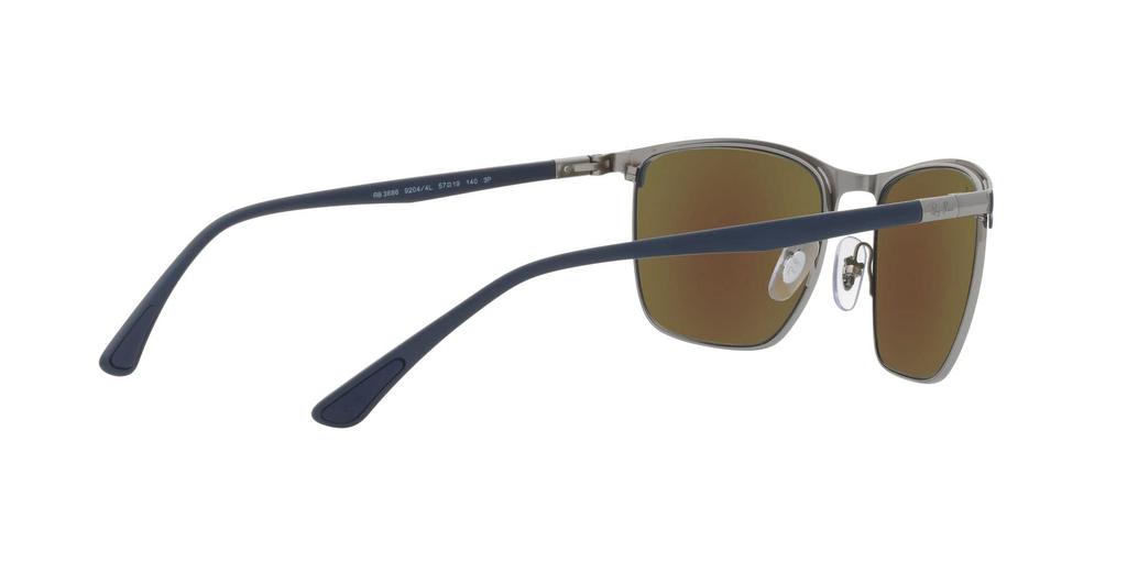 RB3686 Sunglasses in Gray with Blue Mirror Contrast Enhancement Polarized Size 57 Ray-Ban Blue/Gunmetal/Chromance/Crystal Lenses,
