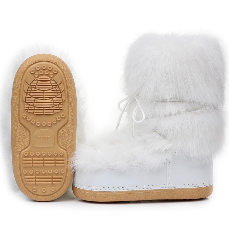 Vlněné vylepšené zimní nové dámské sněhule módní lyžařské měsíční boty dámské středně vysoké hřejivé boty