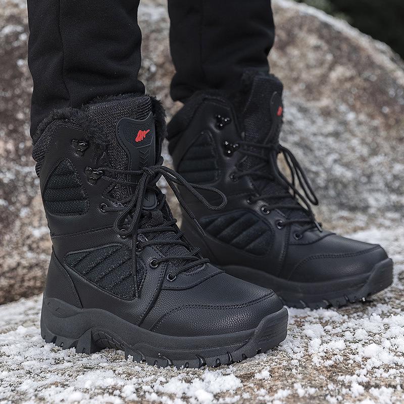 Men's Plus Size Fleece-Lined Combat Snow Boots - Warm Autumn/Winter Desert Boots 2025