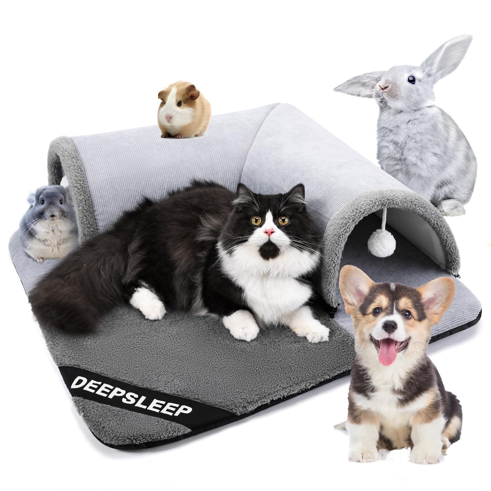 

OriginationTek Indoor Cat Cat Tunnel 2 в 1 Cat Bed и Cat Tunnel 70 см Большой ковер для кошек Подходит для всех кошек и мелких животных Серая кровать,