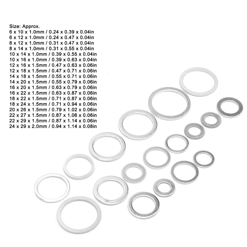 450pcs Metric Crush Washer High Temperature Resistance Washer Assortment Set Flat Washer  Oil Drain