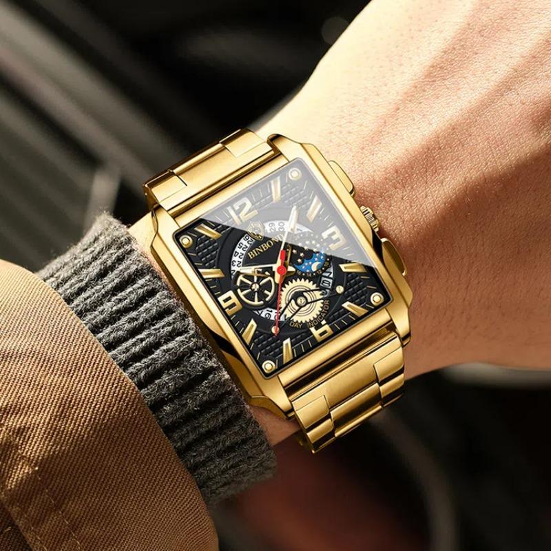 Mode Herren Armbanduhren Luxus Leuchtende Wasserdichte Datum Mann Uhr Quadratischen Zifferblatt Edelstahl Quarz Herren Uhren