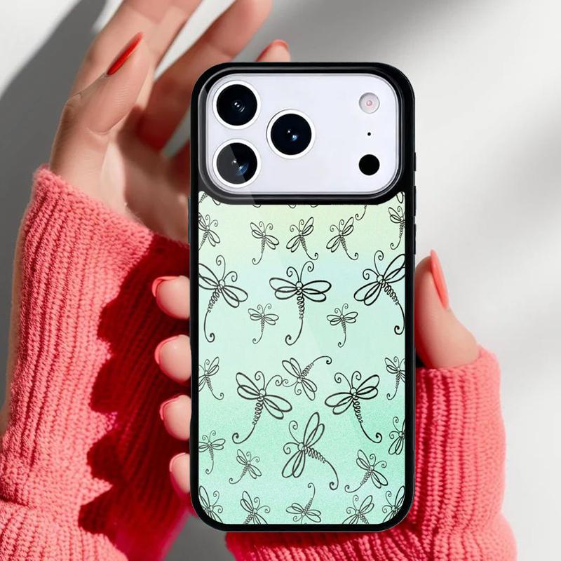 Dragonfly Insect Pattern Phone Case for iPhone 17 16 15 14 13 Pro Max Back Cover for 12 11 Pro Coque