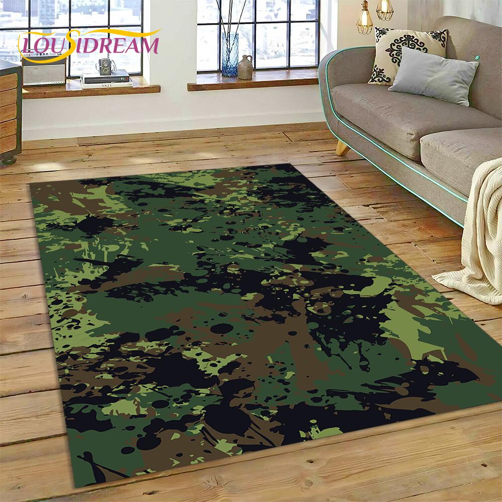 2025 Colorful Camo Green Camouflage Carpet Rug for Living Room Bedroom Home Sofa Decoration Play Area Rug Non-slip Floor Mat
