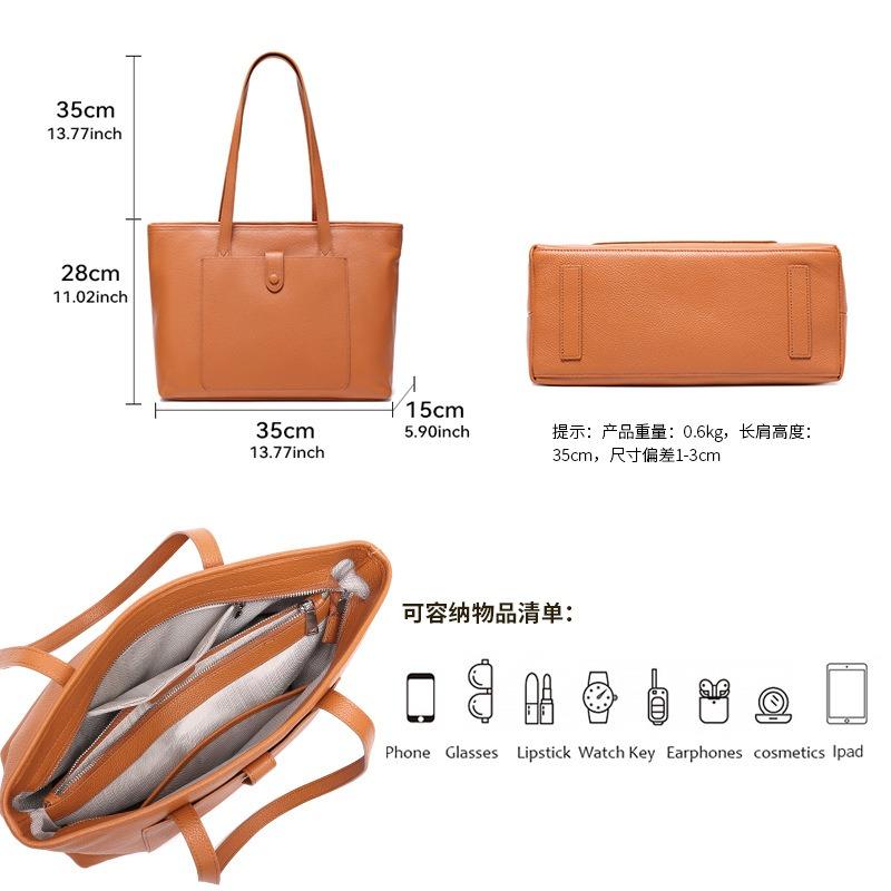 New trendy first-layer cowhide large-capacity large bag women's commuter tote bag versatile single shoulder leather women's bag