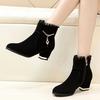 Fashion Rhinestone Woman Short Shoes Suede Chunky Heel Fashion  Booties
