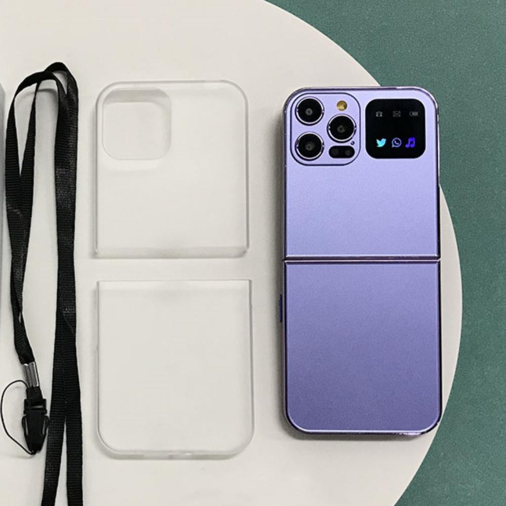 

Мобільний телефон i15 Pro 2,4 дюйма Екран GSM 2G Dual SIM Card Type-C Зарядка Bluetooth Vedio Відтворення 1300mAh Факел Маленький телефон фіолетовий