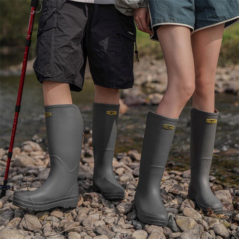Rain Shoes Men's and Women's Non-slip Waterproof High Rain Boots Outdoor Wading Long Rubber Shoes Fishing Couple Hiking Shoes