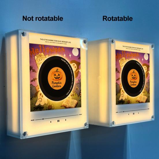 Magnete per Giradischi con Luce Notturna, Magnete per Frigorifero in Vinile, 9 Dischi Programmabili, Memoria da 128MB, Nessuna Musica, Luce LED Personalizzabile, Personalizzazione Magnetica NFC