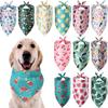 Weewooday 12 Pcs Large Dog Bandana Summer Scarf Hawaii Triangular Bibs Adjustable Washable Kerchief Pet Bandana with Fruit Leaves Patterns for Small