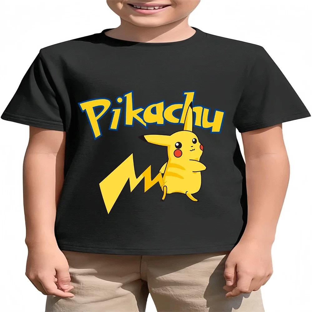 Pikachu Anime Kids Cotton T Shirt Summer 214Y Casual Daily Children Top Hot Sale