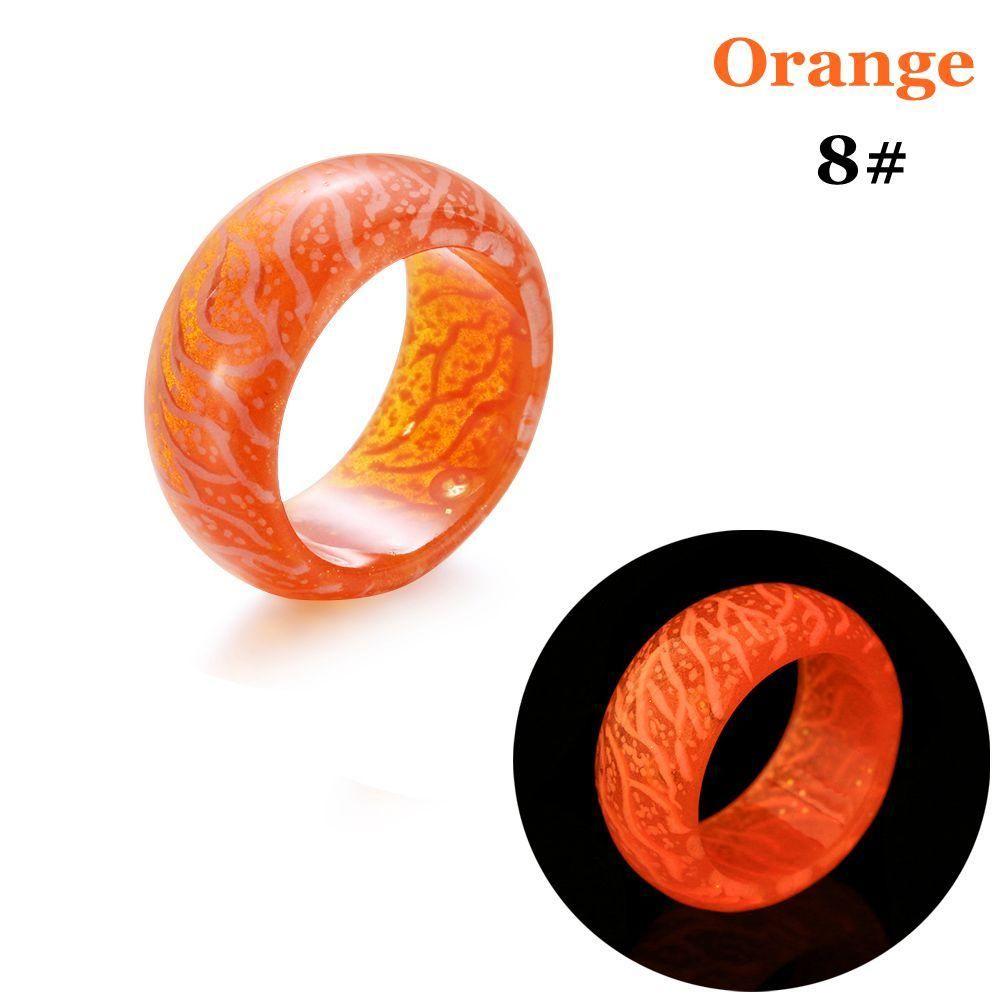 

Модный ночник Флуоресцентный дизайн Светящийся в темноте Смола Светящееся кольцо на палец 8 оранжевый