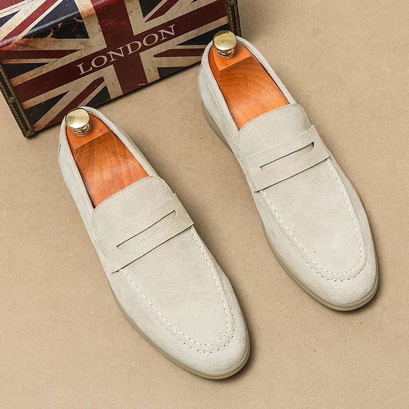 Fashion Spring New British Style Men's Comfortable Suede  Loafers Fashionable Soft Soled Men Breathable Business Casual Leather Shoes