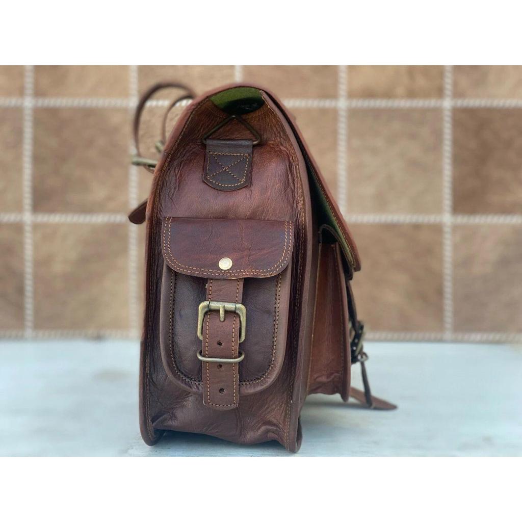 Leather Saddle Brown Motorcycle Panniers Saddlebags Bags
