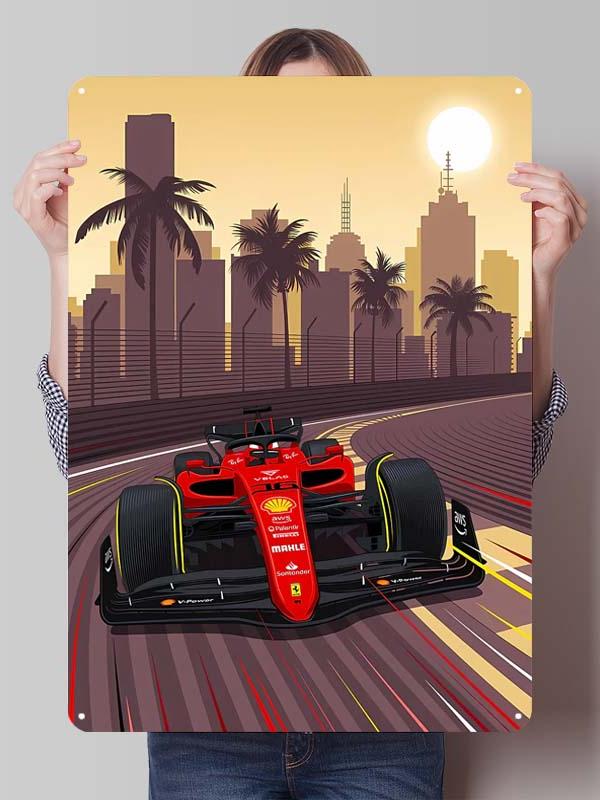 Charles Leclerc Rennfahrer Poster F1 Rennsport Metallschilder Wandkunst Wandbild Benutzerdefinierte Blechschilder für Wandkunst Dekoration Vintage Metallschild