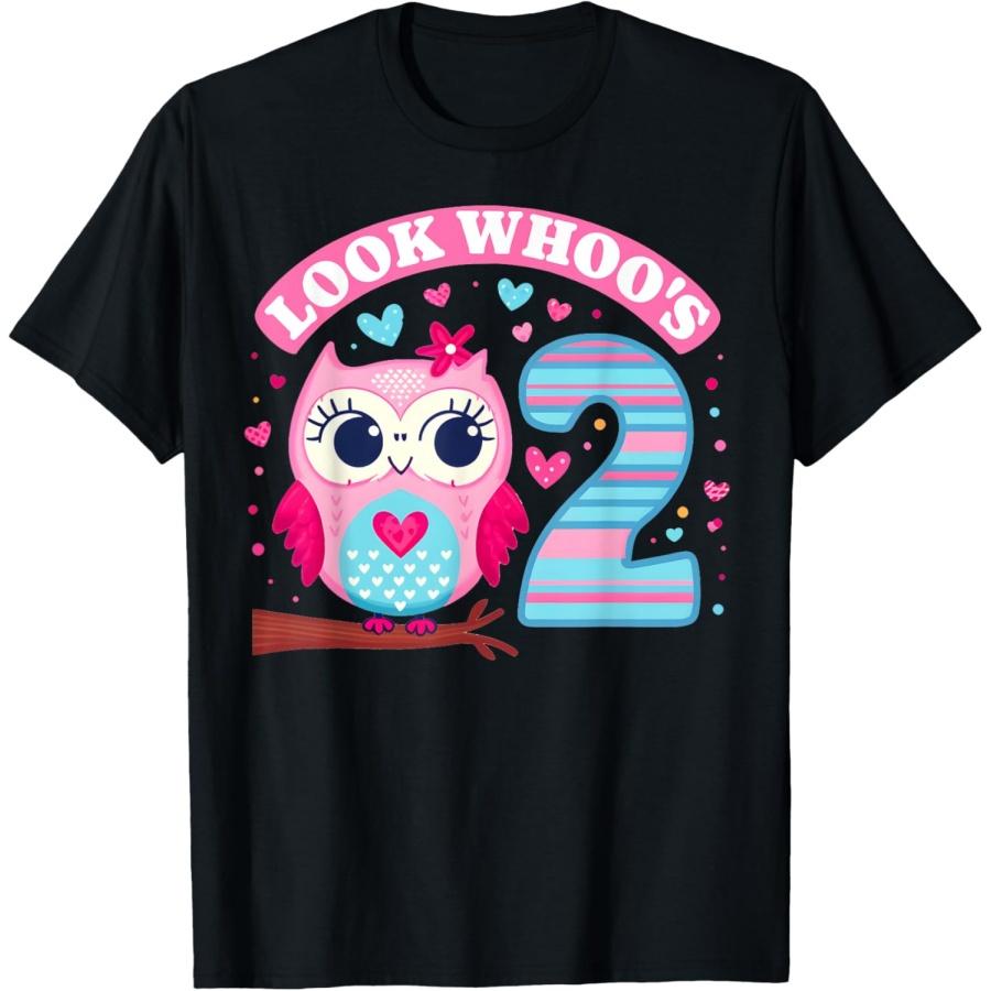 

Look Whoo s 2 Year Old Girl Owl Birthday Party 2nd Birthday T-Shirt XXXXXL чорний