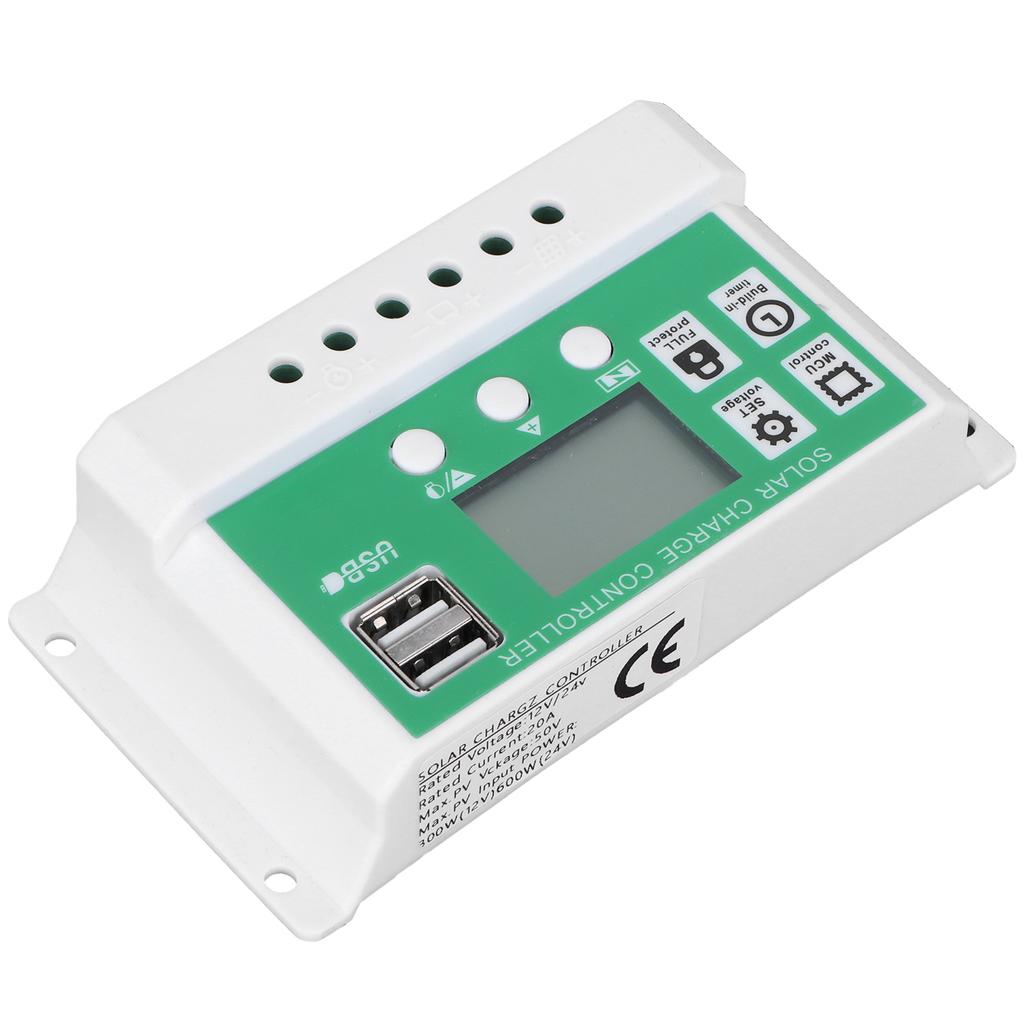 20A 12V 24V LCD Display Solar Charge Controller PWM Auto Focusing Tracking Charging