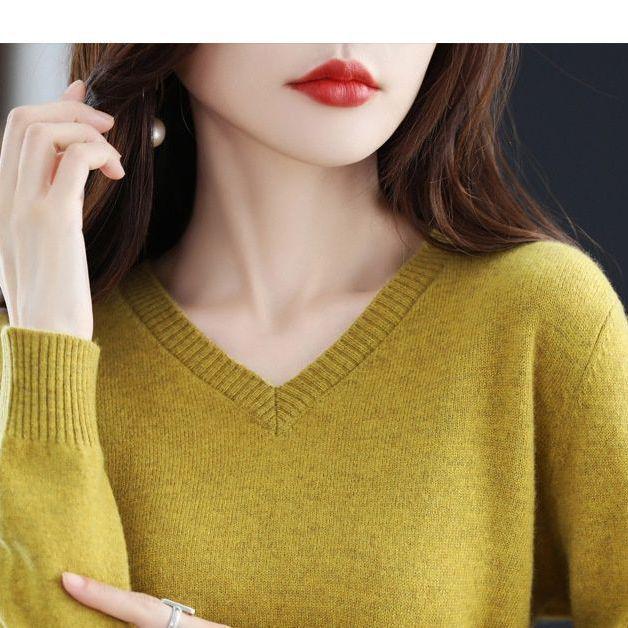 Australian Wool V-Neck Loose Knit Sweater for Women - 2025 Autumn/Winter Collection