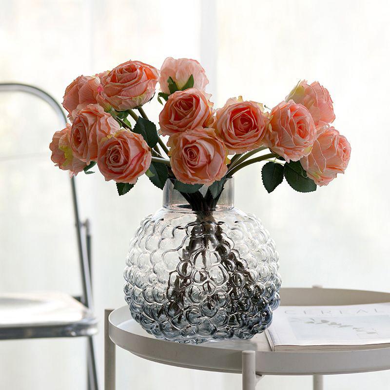 Bubble Patterned Belly Glass Vase Accessories Home Room Dining Table Flower Arrangement Decoration Homestay Villa Desk Ornaments