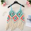 Summer Women's Camisole Ethnic Style Halter Pure Handmade Crochet Top Halter Bohemian Tassel Travel Holiday Vest