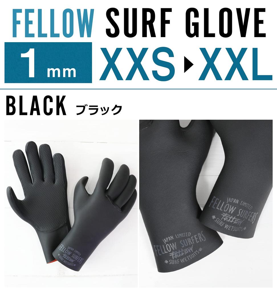 FELLOW Surf 1mm Warm Brushed Surfing Wetsuit Gloves for Men and Japanese Dry Size L Gloves, Women, Standard, Water-Resistant, Heat-Storing,