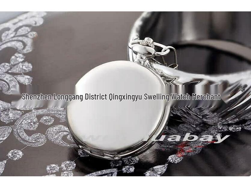 Vintage Double-Lid Polished White Metal Mechanical Pocket Watch - Glossy Student Gift & Commemorative