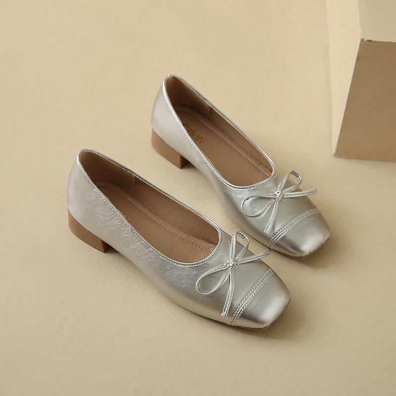 Fashion Spring New French Shallow Mouth Flat Princess Shoes with Soft Sole Retro Square Toe Simple Comfortable Versatile Women's Shoes