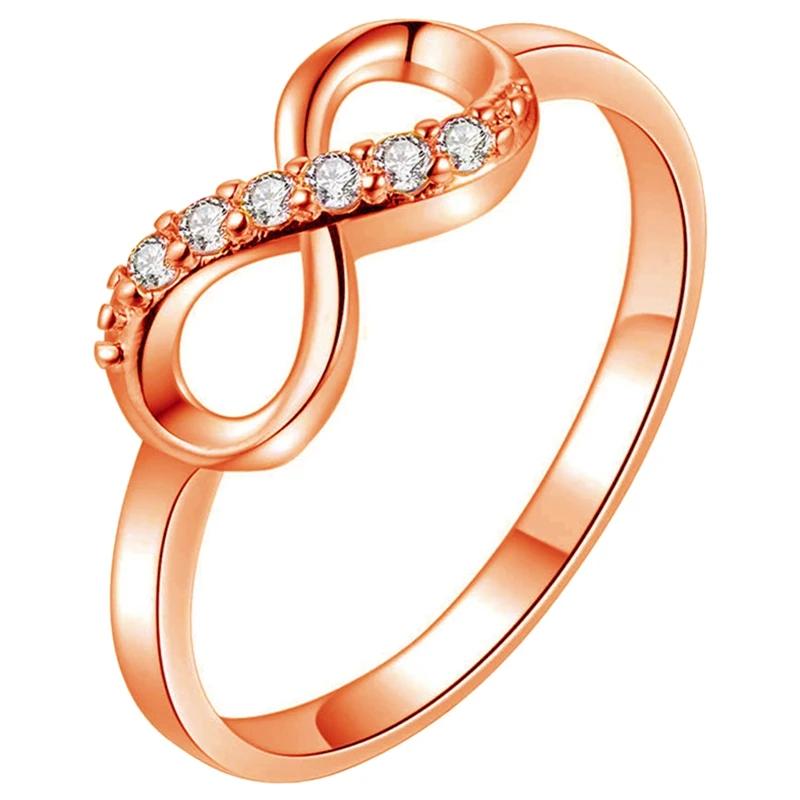 Fashion Hiphop Party Wedding Gift Creative Crystal Twist Infinity Wedding Rings For Woman Statement Jewelry Gift