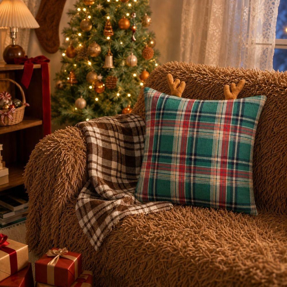 Festive Cushion Pillowslip Plaid Throw Pillow Cover Christmas Pillow Cover  Home Decor