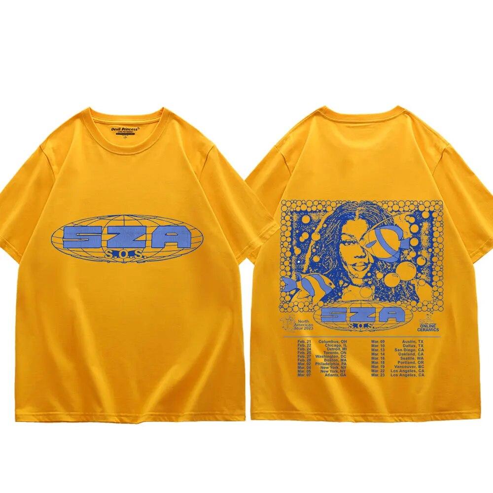 Sza Sos Music Album Graphic T Shirts Unisex Women Hip Hop Fashion Short Sleeve T-Shirt Trend Vintage Oversized T-Shirts Streetwear