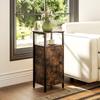 Side Table with Storage, 2 Open Shelves, 3-Level Adjustable, Magnetic Door, Brown
