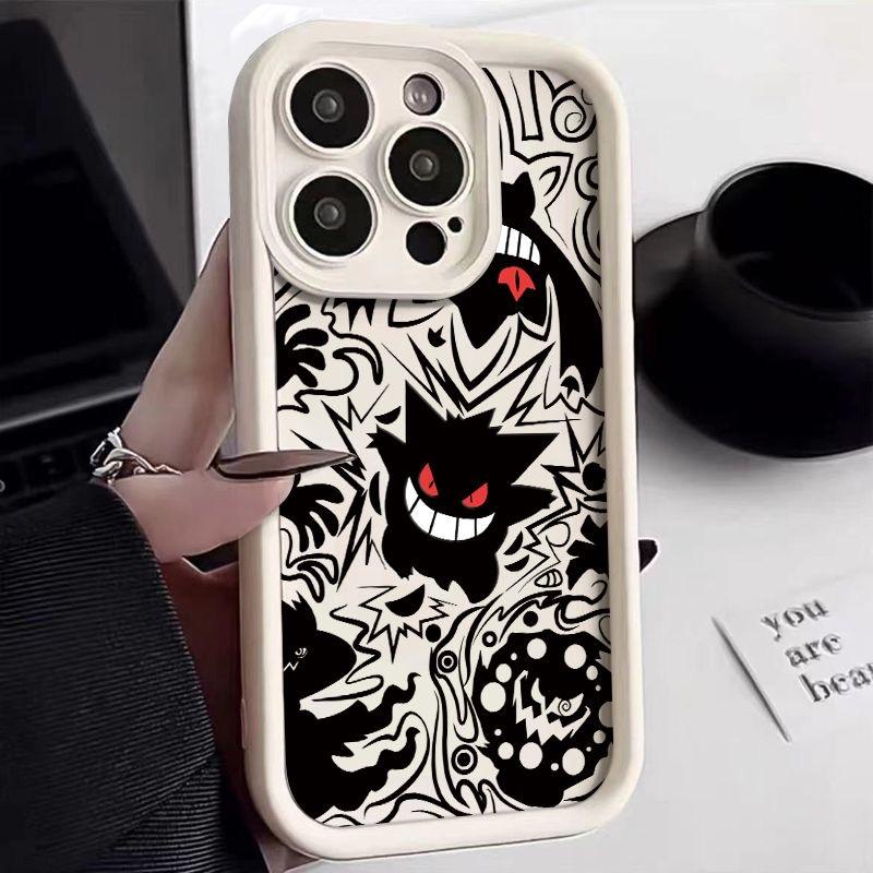 Coque de téléphone Pokemon Gengar pour iPhone 15 14 13 12 Mini 11 Pro Max XS X XR 8 7 6S 6 Plus SE 2020 Housse Antichoc en Silicone Liquide