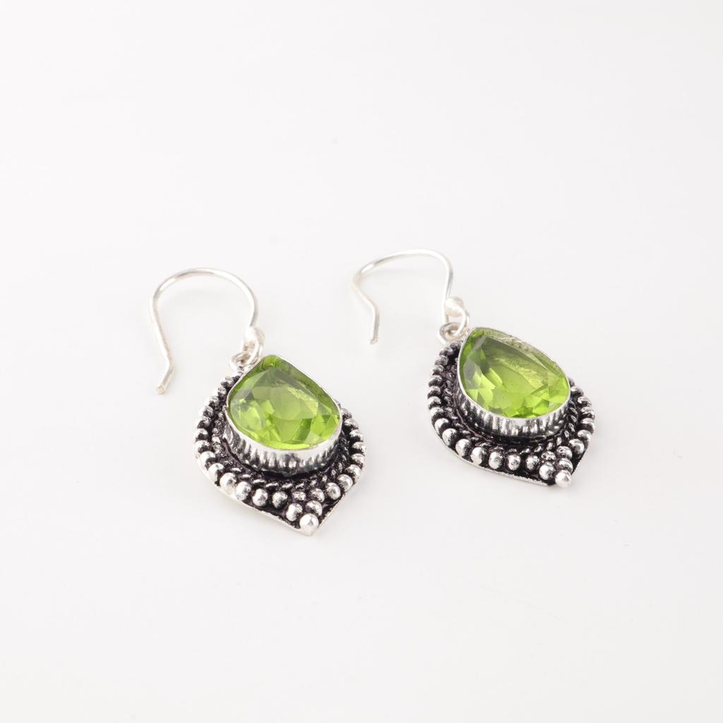 Peridot Gemstone Earrings 925 Sterling Silver Handmade Jewelry Christmas Gift EE-164-4