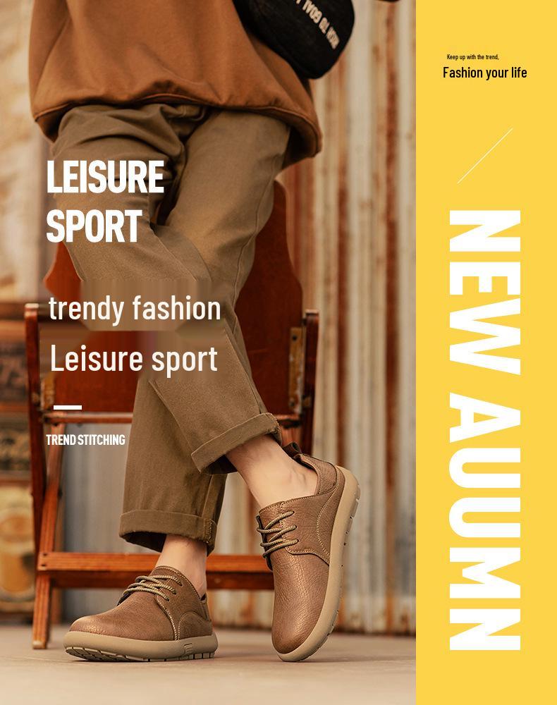 Men's 2025 Winter Retro Leather Casual Sports Shoes - Non-slip, Soft Sole, British Style Work Footwear