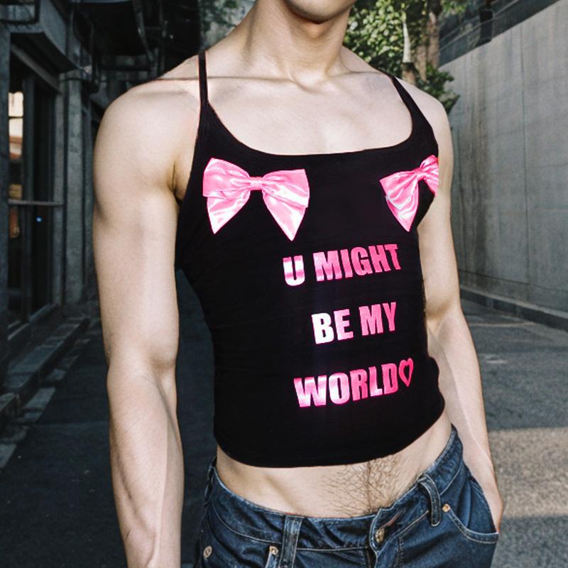 

INCERUN Мужские сексуальные безрукавки с принтом, тонкие вечерние короткие топы-майки 3XL розовый