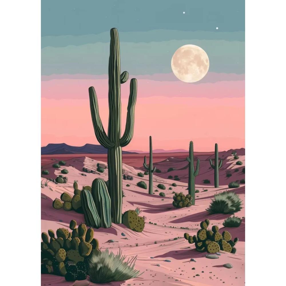 Vintage Mexican Cactus Poster Floral Moon Aesthetic Canvas Painting Prints Colourful Wall Art Picture Room Home Decor