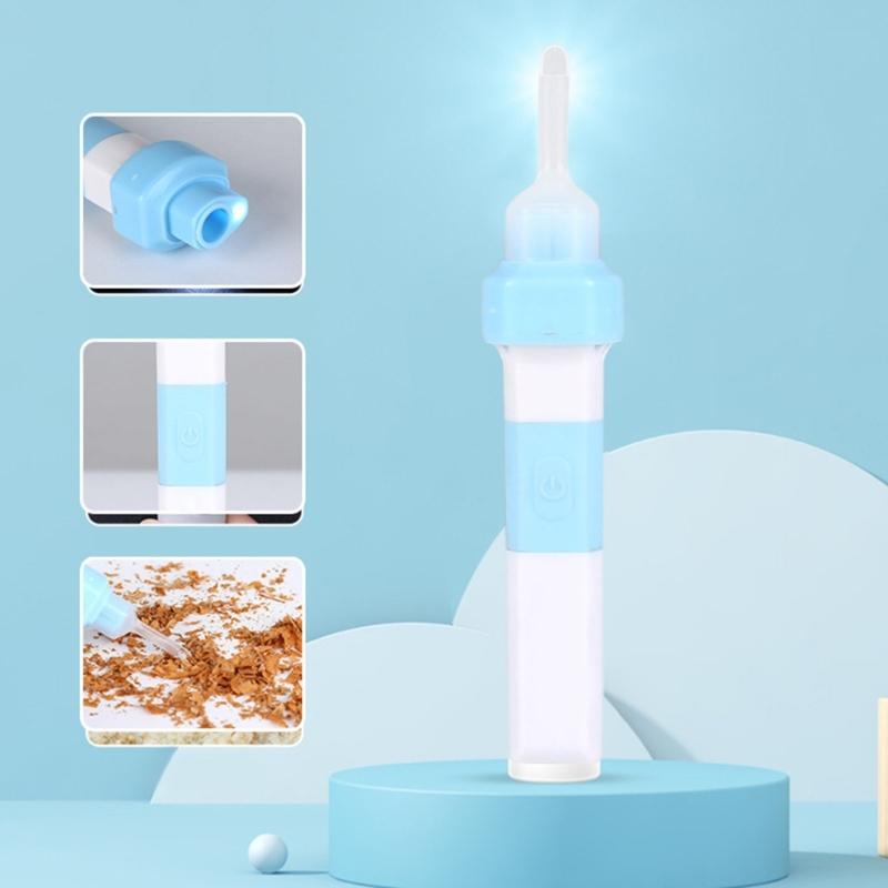 Ohrreiniger Sicher & Effektiv Ohrenschmalz-Saugwerkzeug mit 2 Weichen Aufsätzen Einfach zu Bedienenes Elektrisches Ohrlöffel-Set für Baby Kinder