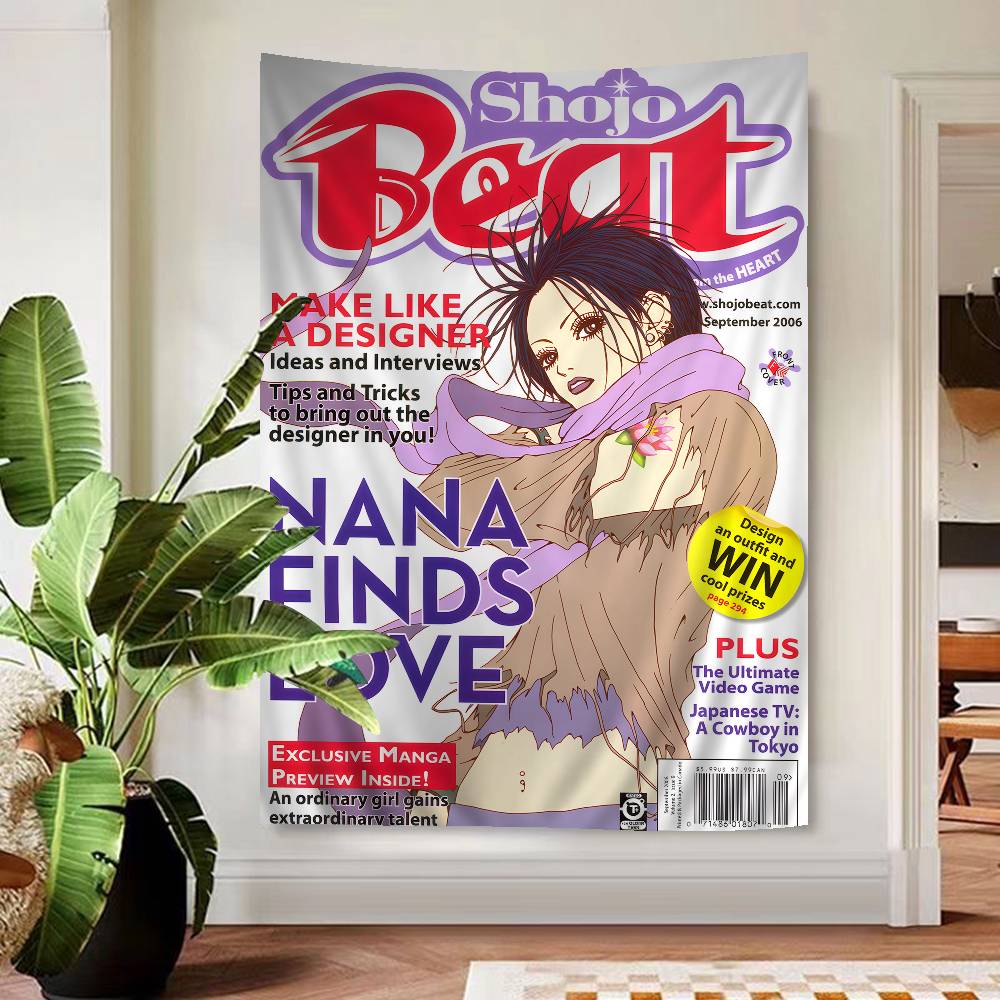 Anime NNANA Shoujo Manga Anime Tapestry Hanging Tarot Hippie Wall Rugs Dorm Home Decor