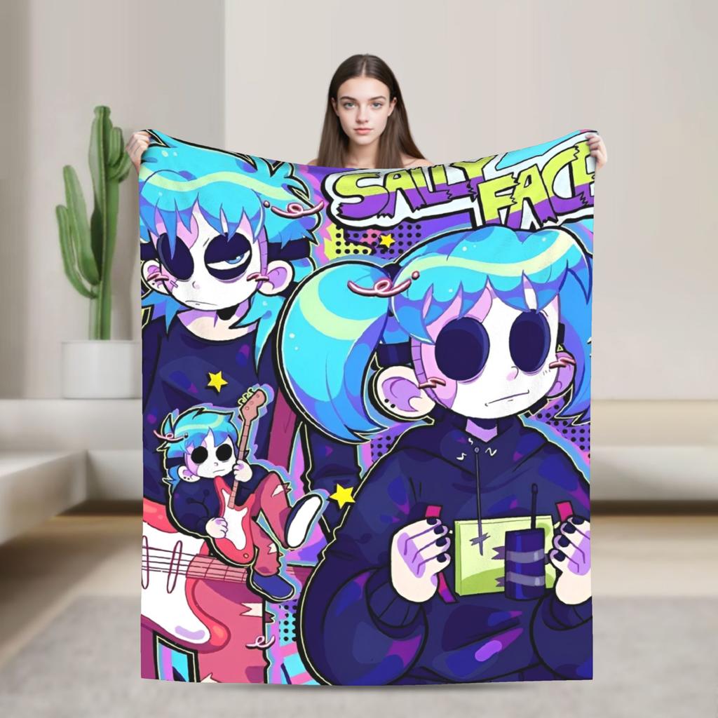 Sally Face Sal Fisher SF Plush Blankets Game Gothic Creative Throw Blankets for Home 150*125cm Ultra-Soft